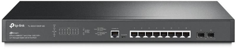 TP-Link - Hlzat Switch, FireWall - Switch TPLink TL-SG3210XHP-M2 8x2500Mbps (8xPOE+) + 2x10G SFP+ + 1xkonzol port + 1xUSB, Menedzselhet, TP-LINK TL-SG3210XHP-M2 JetStream 8-Port 2.5GBASE-T and 2-Port 10GE SFP+ L2+ Managed Switch with 8-Port PoE+, 2.5G PoE+ Ports for WiFi 6, 10G Lightning-