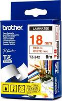 Brother - Printer Matrix szalag ribbon - Brother TZ242 piros-fekete 18mm feliratoz szalag