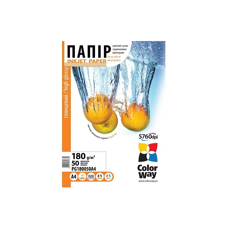 ColorWay - Printer Papr Flia s Etikett - Papr Colorway Fotpapr magasfny (high glossy) A4 190G 50 lap PG180050A4
