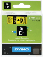Dymo - Printer Papr Flia s Etikett - Dymo D1 srga-fekete 6mm x 7m feliratoz szalag