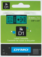 Dymo - Printer Matrix szalag ribbon - Dymo D1 40914 fekete/zld 9mm 7m laminlt szalagkazetta