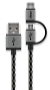 Cabstone - Kbel - Cabstone 1m USB A-microB/Type C textilborts kbel, fekete
