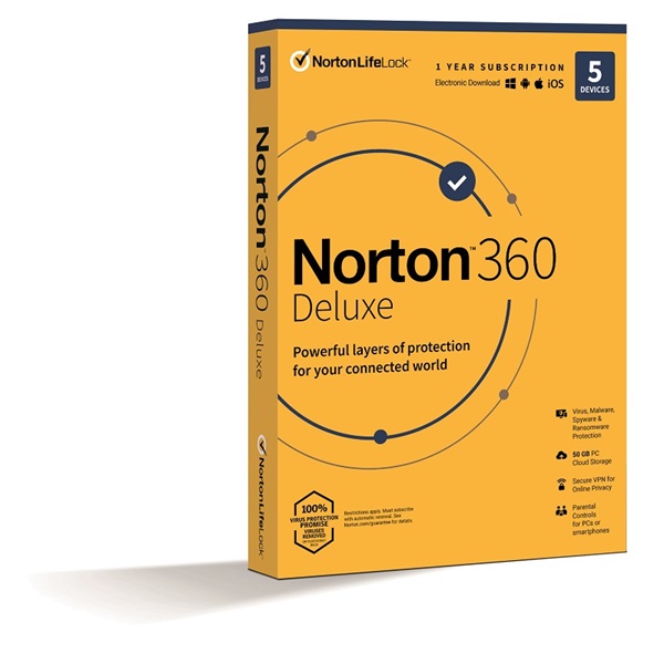 NORTONLIFELOCK - Software AntiVirus - Norton 360 Deluxe 50GB HUN 1 Felhasznl 5 gp 1 ves dobozos vrusirt szoftver 21416689